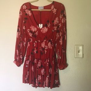 COPY - Valência and vine red floral dress xs,